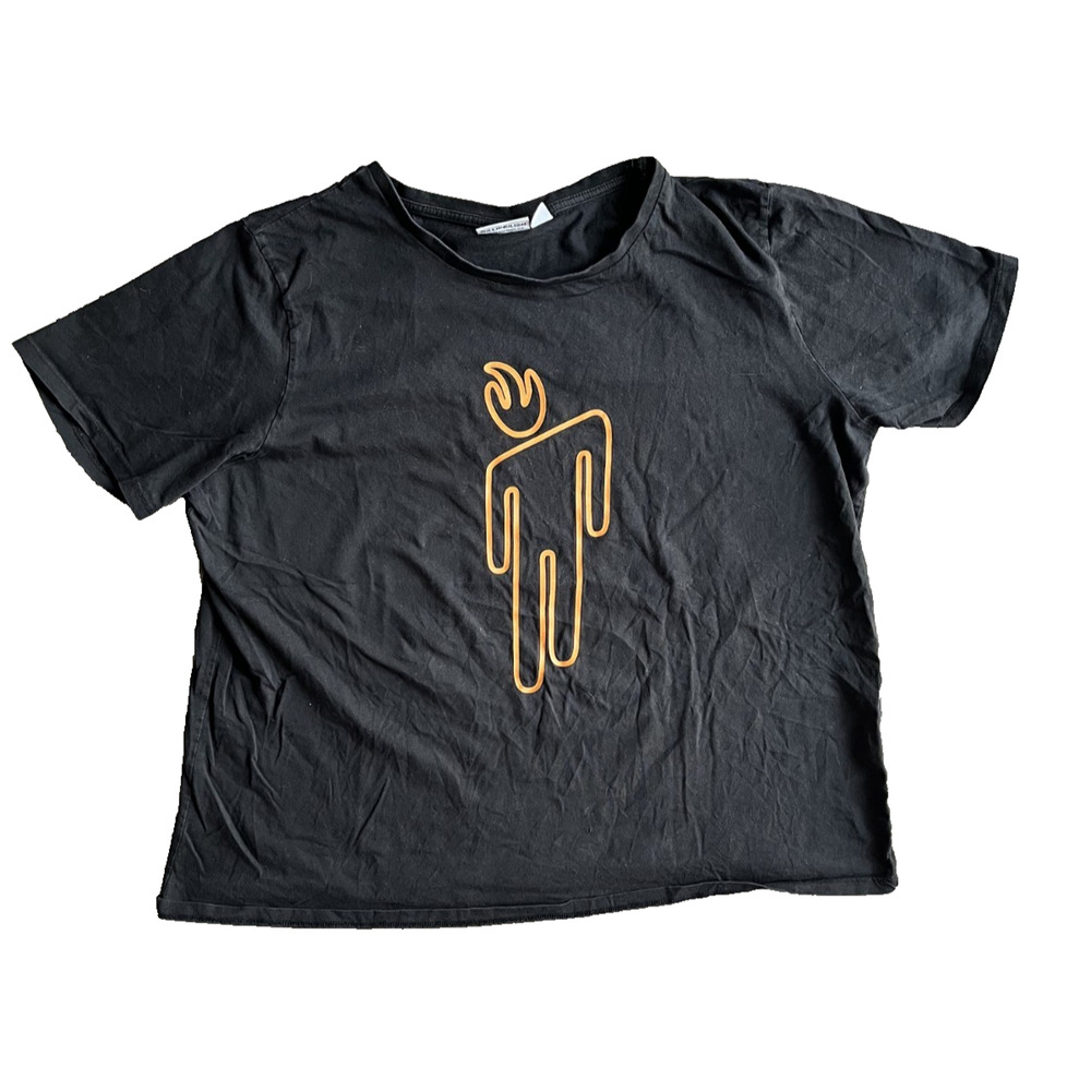 Women's Billie Eilish Merch Size 2XL Black Graphic Print Tee Shirt Basic Comfort